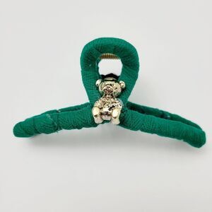 Brand New Green With Gold Bear Hair Claw Clip